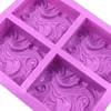 4 Wave Flowers Silicone Hand Soap Cake Mold DIY Baking Mould Dessert Decoration Accessories Bakery Supplies