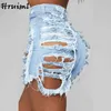 Personalized Denim Shorts Vintage Slim Frayed for Women Casual Big Hole Sale Fashion High Waist Ropa Para Mujer 210513