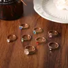 S2585 Fashion Jewelry Opal Champagne Multi-Color Rhinstone Ring Set Knuckle Rings 8pcs/Set