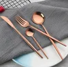 4Pcs/set Black Gold Cutlery Sets 18/10 Stainless Steel Dinnerware Silverware Flatware Dinner Knife Fork Spoon