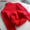 2021 herbst winter pelz grund warme samt Pullover Pullover Frauen weibliche high-neck Fleece pullover dicken Rollkragen Knit Jumper x0721