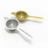 200pcs Stainless Steel Tea Strainer Filter Fine Mesh Infuser Coffee Cocktail Food Reusable Gold Silver Color DHL FEDEX