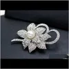 Broches, bijoux livraison directe 2021 luxe Big Sier ton perle cristal fleur broches broche complet strass broches mariage mariée broche fête coût