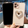 3D Diamond Heart Chrome Soft TPU Shining Phone Fodral för iPhone 12 11 Pro Promax X XS Max 7 8 Plus Luxury Case Cover