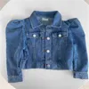Sonbahar Kız Ceketler Bebek Kız Mont Mavi Denim Puf Kollu Casual Çocuklar Giysi için E17034 210610