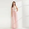 Robes de bal de soirée pour femmes Bretelles spaghetti Broderie Corsage Layered Fashion Robe longue Vestidos