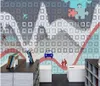 Fotos personalizadas Papéis de parede 3D Murais Papel de parede Europeu Minimalista Minimalista Abstrato Linha Geométrica Linha Estudo Quarto Decoração Decoração Pintura
