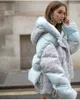 Spot Fit Cold Weather Winter Women's Fluffy Woolen Down Coat Female Oversized Thicker Warm Jacket Hooded Parkas F2423 210923