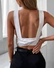 Summer Women Solid Plunge Ruched Tank Top New Femme Backless V-Neck Casual Vest Ladies Sexy Plain Skinny Party Clothing 210415