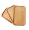 Assiettes en bois Plat Carré Fruits Plateau Dessert Biscuits Thé Serveur Plateau Bois Porte-gobelet Bol Pad Vaisselle