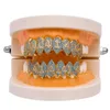 Halloween Iced Out Hip Hop 1414 Gold Silver Teeth Grillz Set Bling AAA Cubic Zircon Eight 8 TopBottom Vampire Jewelry Gifts274h