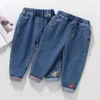 Jeans infantis jeans jeans para meninas bordados jeans jeans casual estilo meninas roupas primavera outono 210412