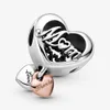 100% 925 Sterling Silver Tack Mum Heart Charm Fit Original European Charms Armband Mode Bröllop Smycken Tillbehör