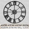 40/47/60 / 80cm Moderne 3D Grand Fer à repasser rétro Art Art Creux Métal Horloge mural Nordic Numéraux Roman Accueil Décoration