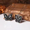 Boucles d'oreilles à breloques de personnalité, créativité individuelle, ailes de papillon noires incrustées de crânes, longues boucles d'oreilles à pendentif, cadeaux pour femmes, bijoux