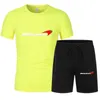 2021 Maglietta estiva da uomo in cotone F1 da corsa McLaren T-shirt in jersey con scollo a V + pantaloncini da uomo completi sportivi casual da uomo X0909