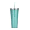 Bicchiere con sippy multicolore da 24 once con glitter, a doppia parete, in plastica isolata, con cannucce, personalizzabile, regalo fai da te, bicchieri d'acqua FHL349-ZWL710