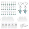 72set Creative Porte-clés Ensemble de fête de mariage Mesh Pochette de rangement Porte-clés Angel Wing Pendentif Suspendu Tag Cartes Porte-clés Cadeau 211216