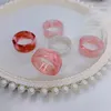 20pcs 2021 Texture de gradient Floominant transparent Transparent minimaliste Resin acrylique coloré Bonnes Rings réglables pour femmes