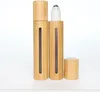 2021 Naturlig bambu Glas Essential Oljeflaska 3ml / 5 ml / 10ml Refillerbar Tom Essentiell Olja Parfym Fragrance Doft Stål Roller Ball Flaskor