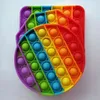 Regenbogen-Farben-Bubbler-Poppers-Brett, sensorisches Fidget-Pad-Spielzeug, runder Kreis, achteckiges Quadrat, Push-Blase, Popper-Blase, Stressabbau, Puzzle, Finger-Desktop-Spiel H41S6KN