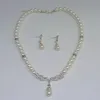 Ohrringe Halskette Luxus Mode Elegante Perlenkette Brautschmuck Goldfarbe Strass Legierung Set Tropfenohrring-Sets für Frauen