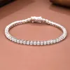 Prawdziwy solidny 925 Srebrny 15-21 cm Bransoletka tenisowa Prainka Pełna 3 mm 3 mm 5A CZ Eternal Gift for Wife Fine Jewellery309k