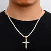 Collier pendentif croix Hip Hop en zircone Micro pavé, chaîne de Style égyptien 24 "20"
