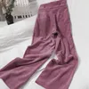 Moda zimowa All-Dopasuj Drobe Mopping Spodnie Damskie Szczupłe Luźne Szerokie Spodnie Koreańska High-Waist Corduroy Prosto-noga 210420