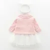 Infant Baby Mädchen Langarm Strickjacke Mantel + Kleid Kleidung Sets Frühling Herbst Kinder Mädchen Kleidung Anzug 210521