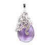 Natural crystal gem angel tear drop Pendant Necklace women039s healing Rhinestone Flower Necklaces9507528
