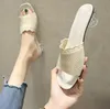 Slippers Knit Mesh Breathable High Heels Women 2021 Summer Heteromorphic Heel Knitting Fashion Ladies Shoes