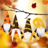 豪華なペンダント人形パーティー飾りルドルフホワイトウィスカーカボチャ帽子秋人形収穫祭りのカエデの葉の装飾ストライプ3 3cy Q2