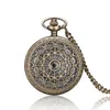 Vintage Men Pocket Watch Retro Bronston Rund Form Spindel Web Mönster Klockor Med Kedjehalsband