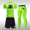 Mäns sportdräkt termiska underkläder set kompressionstysningar leggings t-shirt jogging tracksuit män kort eller långa johns kläder 220225