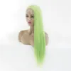 Synthetic Lacefrontal Wig Simulation Human Hair Lace Front Wigs 12~26 inches Silky Straight Green Color perruques de cheveux humains19114-0220