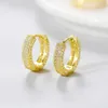 fashion gold plated zircon micro-inset round stud earring hip hop full drill ear buckle