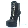 Neu Kommen Frauen Stiefel Extreme High Heel Plattform Stiletto Schnürung Reißverschluss Sexy Schwarz Stiefeletten Unisex Schuhe