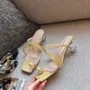 Meotina Real Leather Mid Heel Femme Slippers Topp Flip Tlides Toe Toe Crystal Strange Style Chaussures Sandales d'été BEIGE 210608