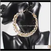HIE trendig 90mm stor metall för kvinnor guld twisted cirkel runda legering hoop örhängen mode party smycken dropp leverans 2021 DS749