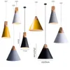 مصباح قلادة خشبية فن غرفة الطعام قلادة أضواء لاماراس ملونة الألومنيوم E27 luminaire لإضاءة ديكور المنزل