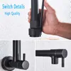SHBSHAIMY Spring ORB Black Kitchen Faucet Pull Down Chrome Single Cold Wall Mounted Kitchen Taps Dual Function Sprayer Taps 211108