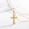 Diamond Jesus Cross Halsband hänge tro guldhalsbandskedjor för kvinnor män mode smycken vilja och sandiga