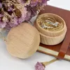 2021 nuova scatola rotonda piccola in legno di faggio Scatola per anelli vintage retrò per custodia per gioielli in legno naturale per matrimoni