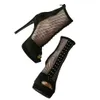 Handgjord Elegant Stil Kvinnor Stiletto Högklackad Klänning Skor Air-Mesh Peep-Toe Sexig Evening Party Prom Fashion Summer Court Pumps D601