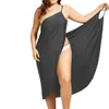 Vin Röd Sarong Beach Klänning Holiday Wear Kvinnor Sommar Sexig Robe Spaghetti Straps Stor Storlek Wrap Vestido 5XL 210522