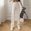 Wiosna Letnie Arrival Kobiety Casual Luźne Długie Spodnie Panie Solidna Wysoka Talia Szeroka noga Home Styl 210430