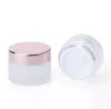 Pot de crème en verre dépoli Bouteille cosmétique transparente pour baume à lèvres avec couvercle en or rose 5g 10g 15g 20g 30g 50g 100g SN3335