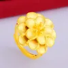 Flor grande feminina 24k banhado a ouro anéis de cluster njgr087 moda presente de casamento mulheres amarelo ouro placa de jóias