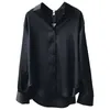 Aleegantmis elegante botão vintage camisa mulheres sólida solta de manga longa blusa lisa moda 4 cor para fêmea 210607